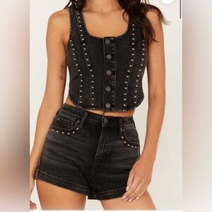 Miranda Lambert Idyllwind Black Denim Women's Shorts studded